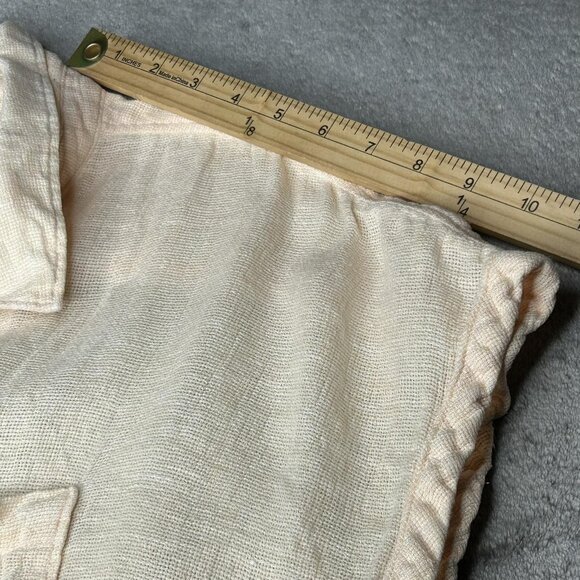 Faherty Shirt Womens Large Peach Gauze Woven Short Sleeve Button Up Lightweight - Picture 8 of 10